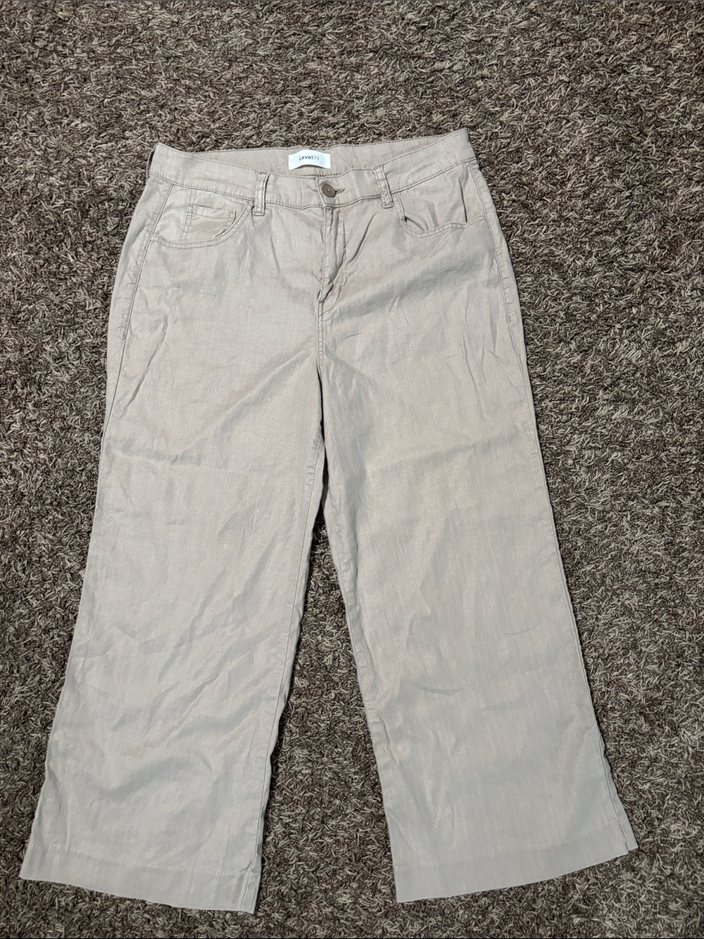 Level 99 Anthropologie Pants Linen Blend Wide Flare Leg